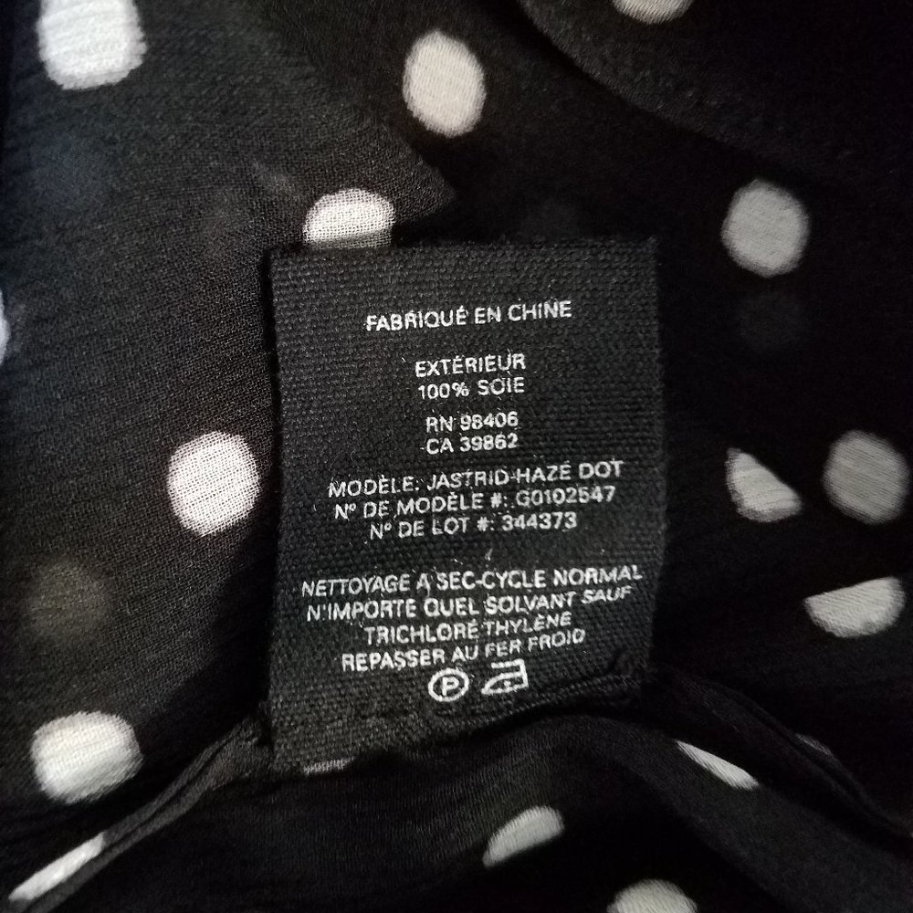 Theory Silk Sleeveless Blouse Top - Small S - Black and White Polka Dots - Picture 5 of 6